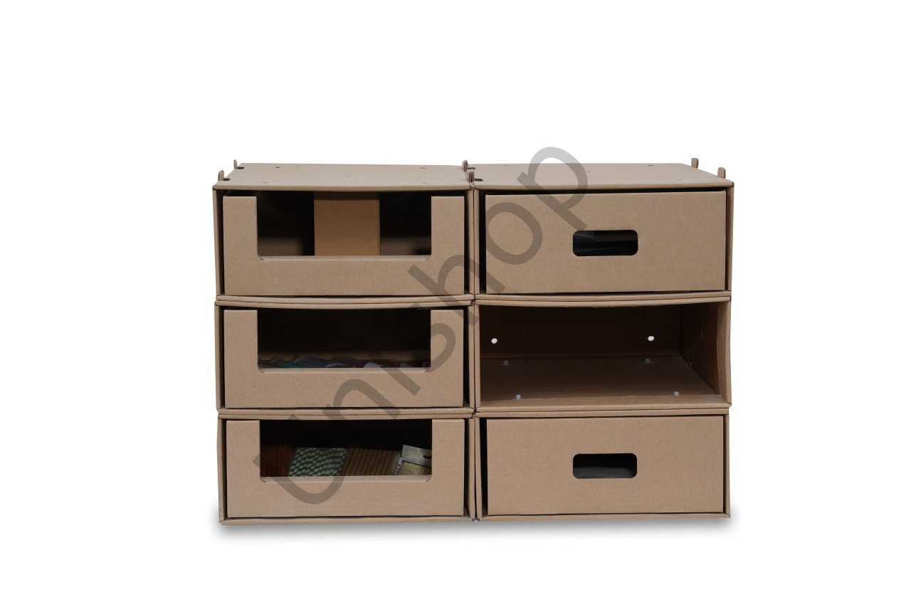 Modüler Çekmeceli Raf Kutusu İç+Dış Kapalı 49,5×39,5×17,5 cm - 4 Adet