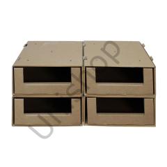 Modüler Çekmeceli Raf Kutusu İç+Dış Kapalı 49,5×39,5×17,5 cm - 4 Adet