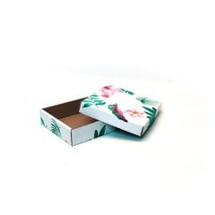 25,5x21x6 cm Renkli Çiçekli Hediye Kutusu